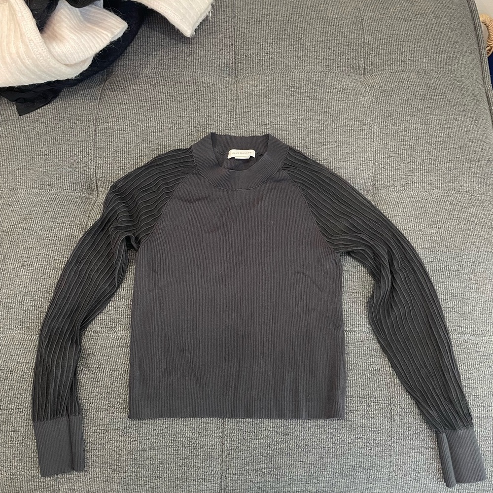 Club Monaco Gray Crewneck Sweater with Ribbed Sleeves